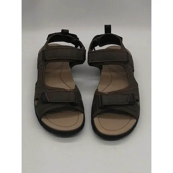 Lands End Sandals Mens Brown 8 Sport Shoe Hoop Loop Straps Comfort 516476 NEW