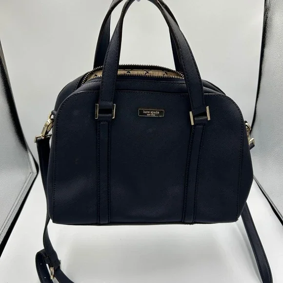 Kate Spade Satchel Womens Medium Navy Blue Saffiano Leather Crossbody Bag