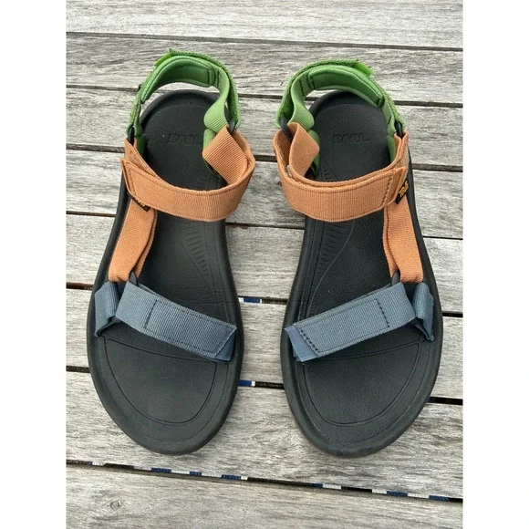 Teva Original Universal Sandals Men's 9  Multicolor Green Tan Blue Hook & Loop