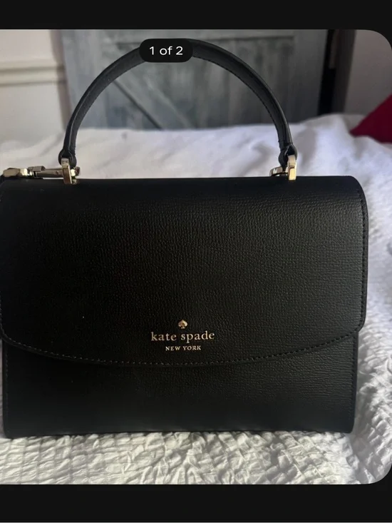 kate spade Black Pebbled Leather Satchel with Gold Hardware