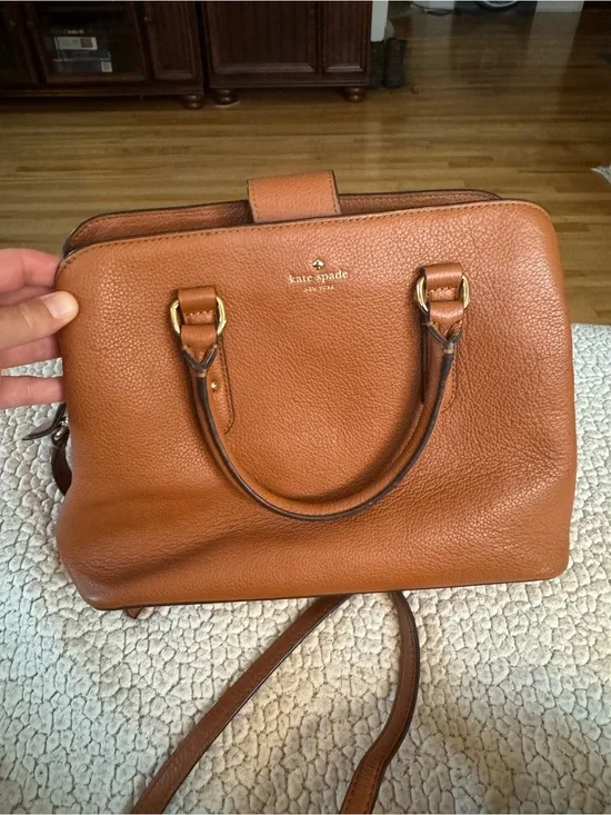 kate spade Leather Dome Satchel in Warm Tan
