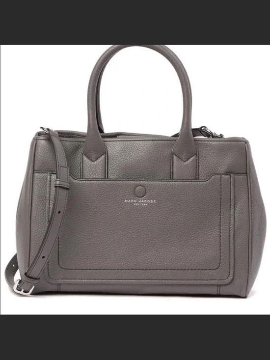 Marc Jacobs Gray Pebbled Leather Satchel with Detachable Strap