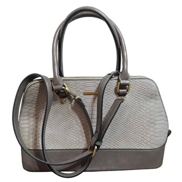 Simply Noelle Women's Gray Snakeskin Embossed Faux Leather Satchel Crossbody Bag