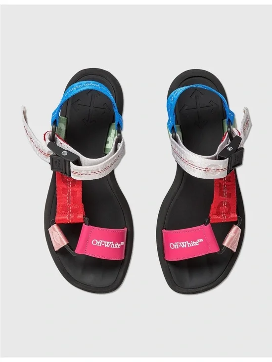 Off-White Treck Multicolor Adjustable Strap Logo Sandals Unisex Size 45