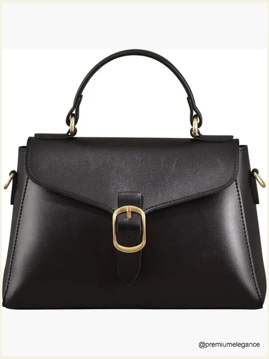 Vintage Vegan Leather Flap Top Handle Satchel Crossbody Bag Purse