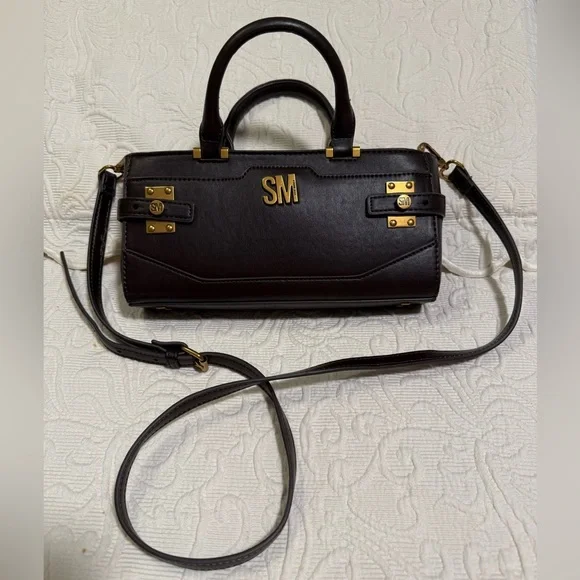 Steve Madden Dark Brown Satchel with Gold Details