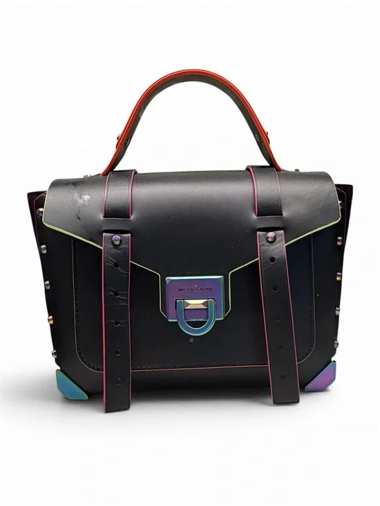 Michael Kors Manhattan Medium Top Handle Satchel | Black Rainbow Hardware | NWOT