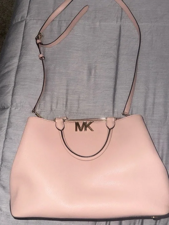 Michael Kors Blush Pink Leather Satchel with Gold Logo