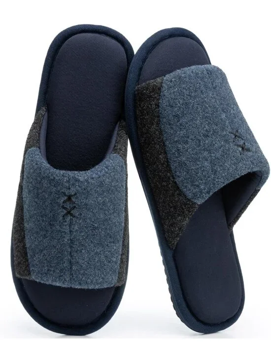 Men's Dusty Blue Cozy Memory Foam Anti Skid Soft Slip On House Slipper Shoes