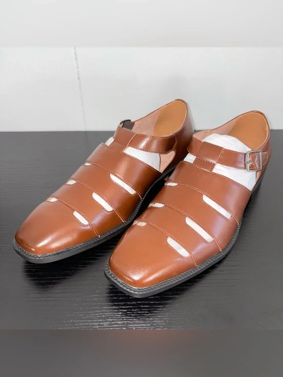 Stacy Adams Calderon Closed Toe Fisherman Sandals Cognac Size 9M New In Box