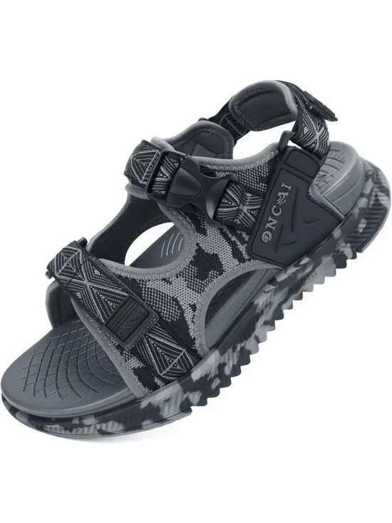Men's Grey Camo Orthopedic Recovery Camouflage Mesh Athletic Hiking Sandal Shoes