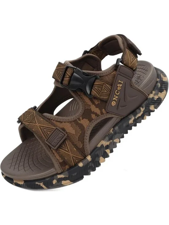 Mens Brown Camo Orthopedic Recovery Camouflage Mesh Athletic Hiking Sandal Shoes