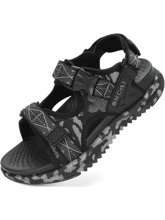 Mens Black Camo Orthopedic Recovery Camouflage Mesh Athletic Hiking Sandal Shoes
