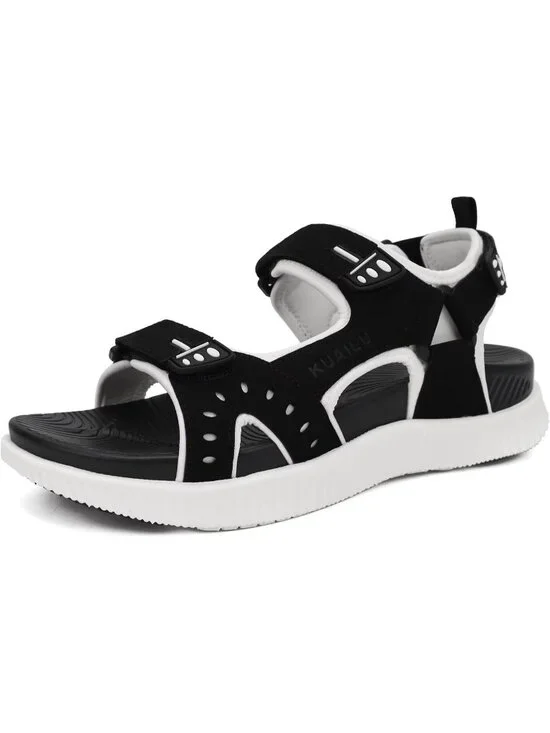 Men's Black And White Arch Support Thick Recovery Athletic Hiking Sandal Shoes