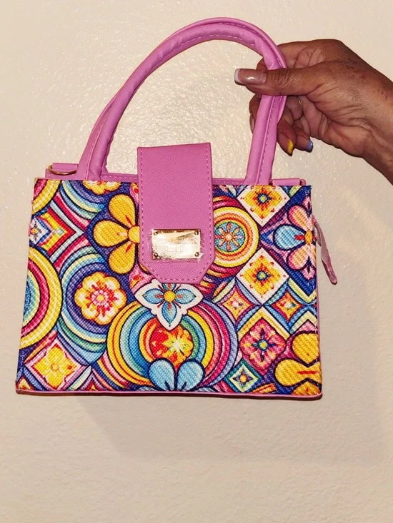 Pink Multicolor Floral Satchel Handbag