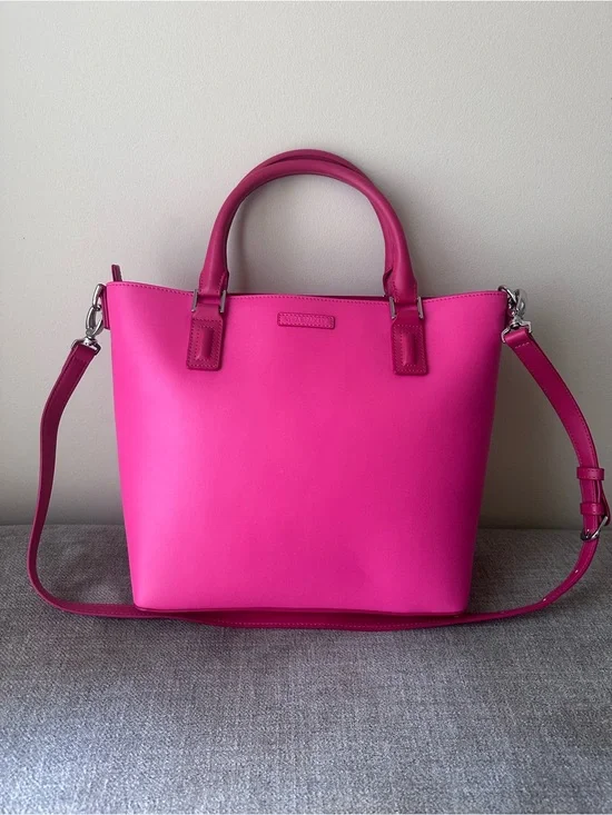 Vera Bradley Vibrant Hot Pink Composition Satchel with Detachable Strap