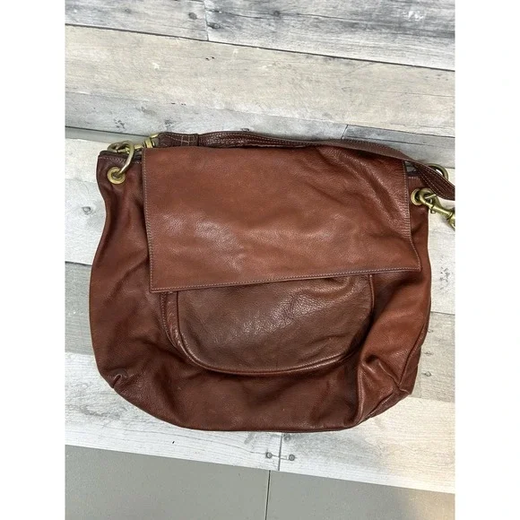 Fred Eisen VTG Hand Crafted Brown Leather Crossbody Satchel