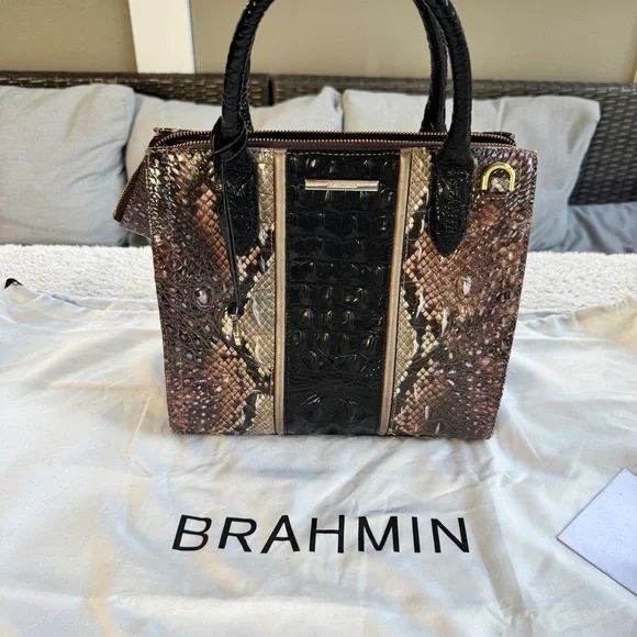 Brahmin Black and Brown Satchel