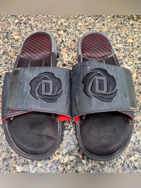 D Rose Black and Red Slide Sandals adidas 12
