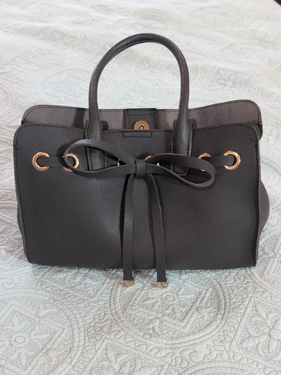 Kaari Gray Bow-Front Satchel