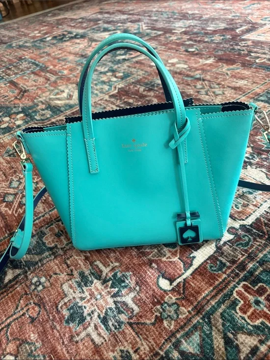 kate spade Turquoise Leather Satchel with Removable Strap