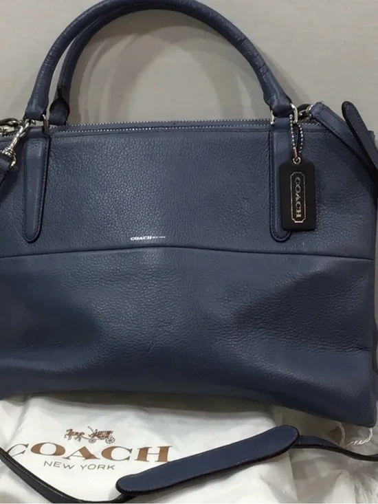 Coach Borough slate blue pebbled leather 28160