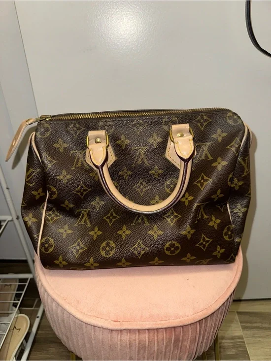 Louis Vuitton Brown Monogram Canvas Satchel  Authentic Vintage Speedy 25