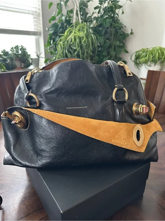 Coach Outlaw 1941 Black Leather Satchel with Gold Hardware
