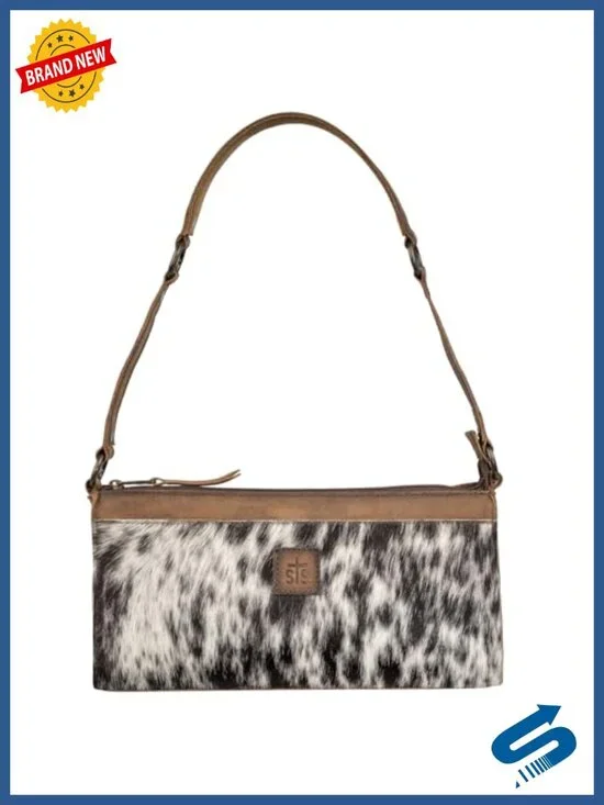 Cowhide and Full Grain Leather Western Mini Shoulder Bag with Exterior Slip