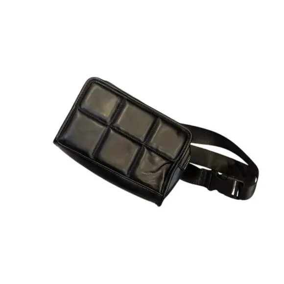 NWT Women's Amanda Uprichard Black Gold Quilted Belt Bag