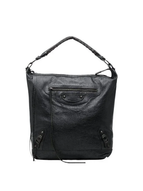 Balenciaga the Day Shoulder Bag Black Leather