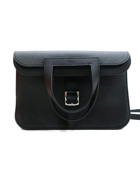 Hermes Heaven Halzan 31 Black Noir Bag Silver