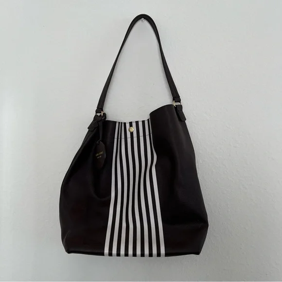 Henri Bendel Pebbled Leather Shoulder Bag Brown