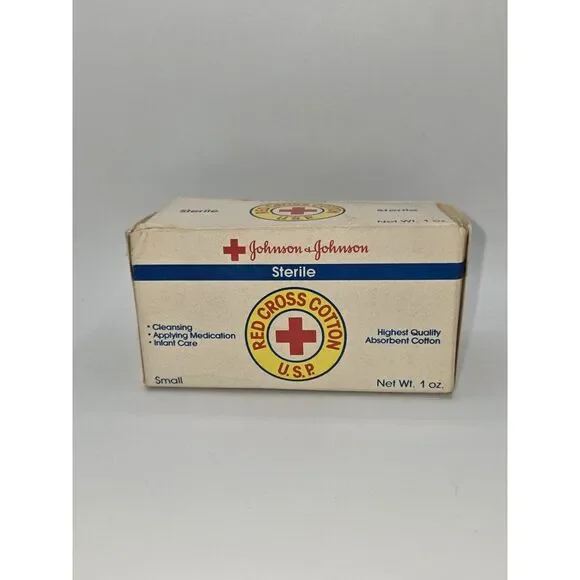 Johnson & Johnson 1980s‎ Red Cross Cotton USP First Aid Advertisement USA