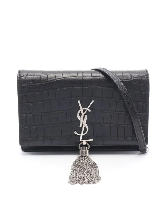 Saint Laurent Paris Shoulder Bag Kate Tassel Croco