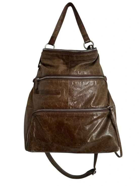HOBO International Café Noir Brown Leather Convertible Crossbody Shoulder Bag