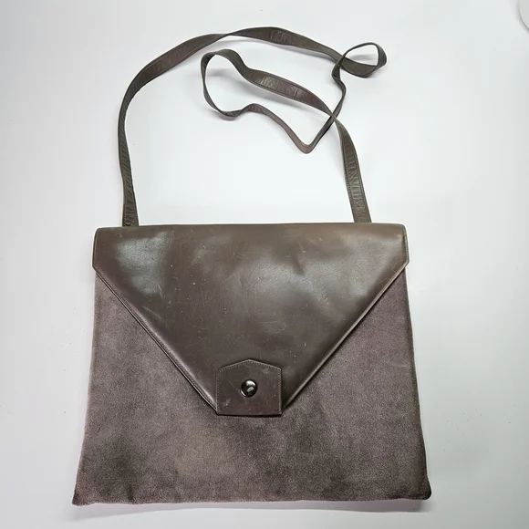 VINTAGE CHARLES JOURDAN Paris Suede Leather Envelope Crossbody Bag Made France