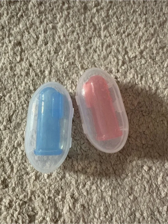 Silicone Finger Toothbrush Set for Kids - Blue & Pink