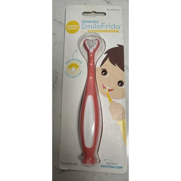 FridaBaby‎ Smile Frida Toothhugger Toddler Toothbrush Pink Triple Angle Brush