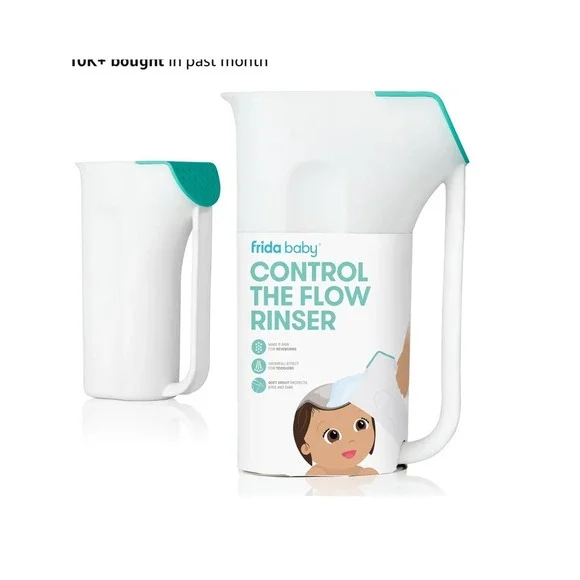 NEW Frida Baby Control The Flow Rinser Kids White Teal Bath Pitcher Giftable