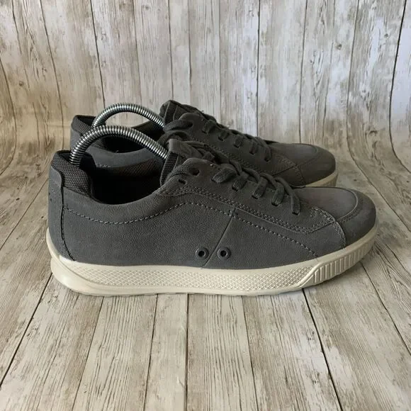 Ecco Byway Dark Shadow Sneakers Leather Low Top Lace Up Gray Men Size‎ 7