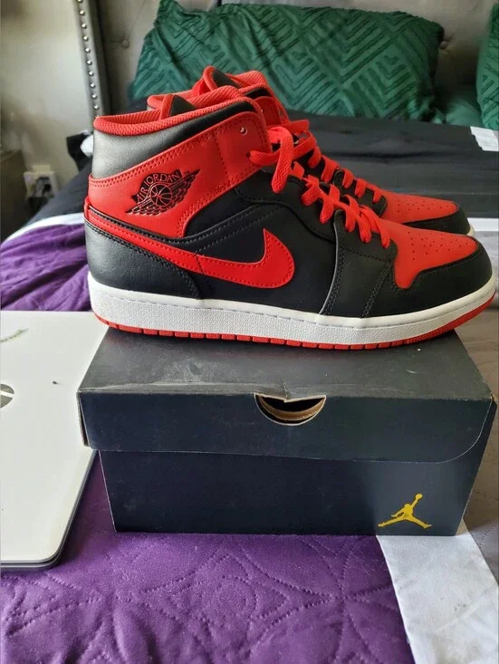 Jordan High-Top Sneakers in Black and Red