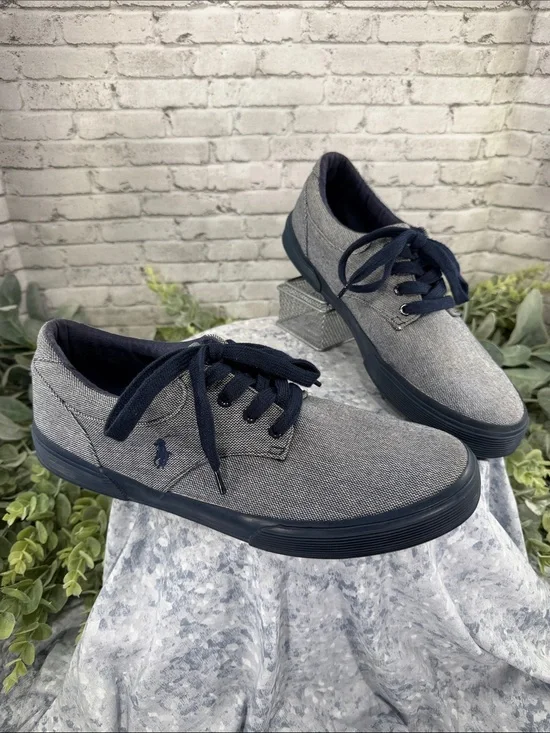 POLO RALPH LAUREN “Felton” Chambray Round-Toe Laced Canvas Sneakers Mens 11D