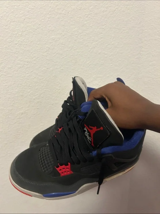 Jordan Black Sneakers with Blue Lining and Red Accents