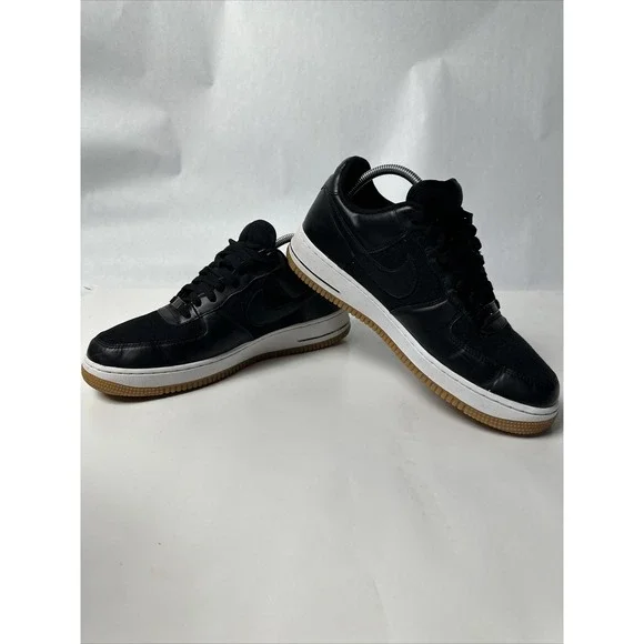 Men's NIKE AIR FORCE 1 (315122-043) Black Fabric & Leather Low Top Sneaker Sz 11