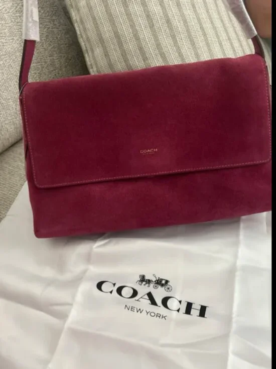 Red Suede Crossbody Bag Vintage Style Handbag