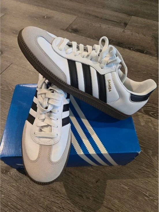 adidas Samba OG White Black Gum Mens 9 Womens 10.5 Leather Sneakers No Box