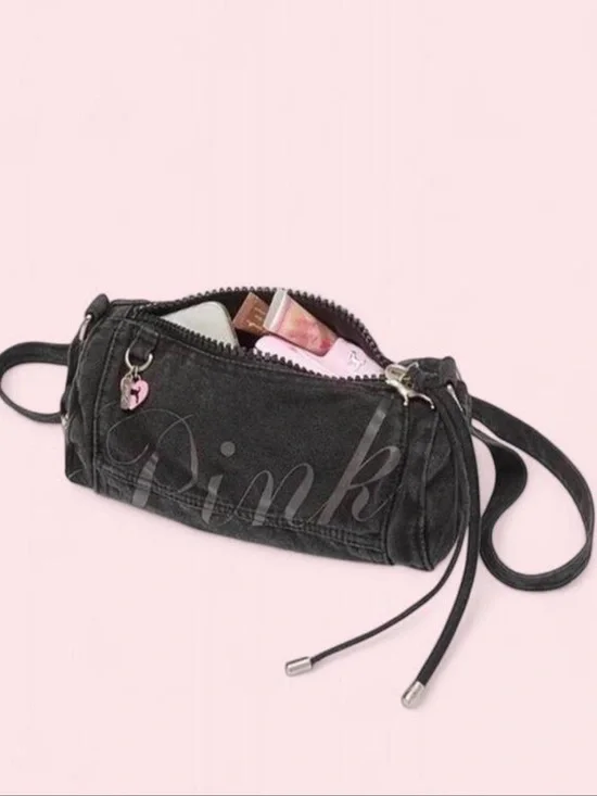 PINK Victoria's Secret Black Logo Shoulder Crossbody Pouch