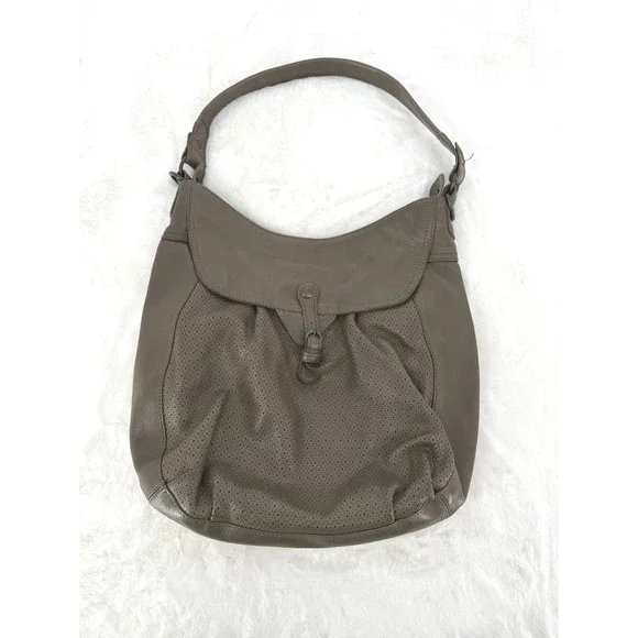 Leather Hobo Bag Womens Large Perforated Buckle‎ Shoulder Bag