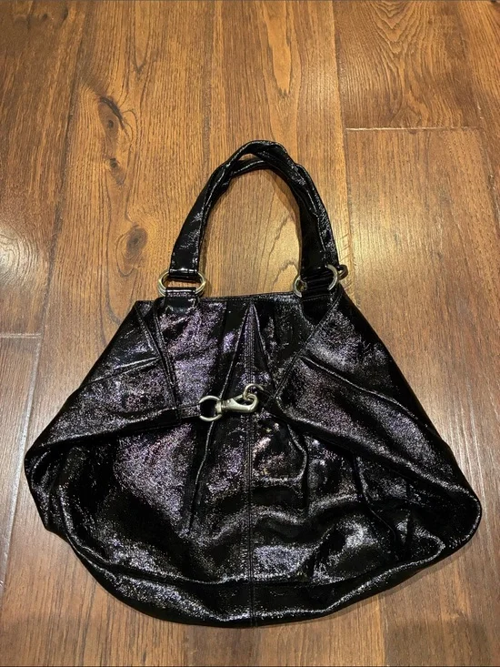 Nordstrom Black Shimmer Shoulder Bag with Silver Hardware